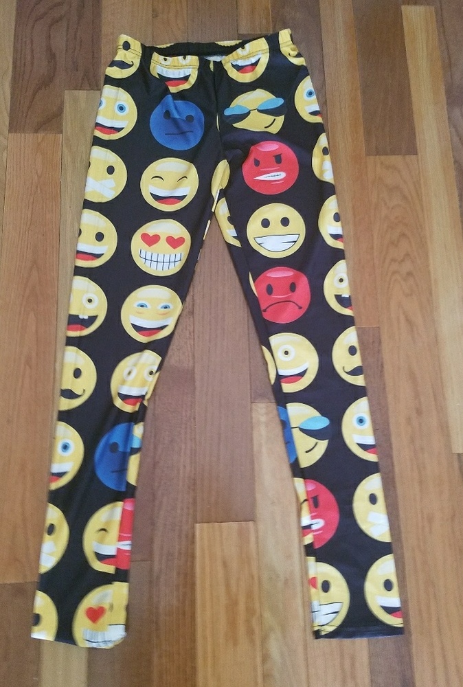 Emoji face cute leggings girls women size XS New
